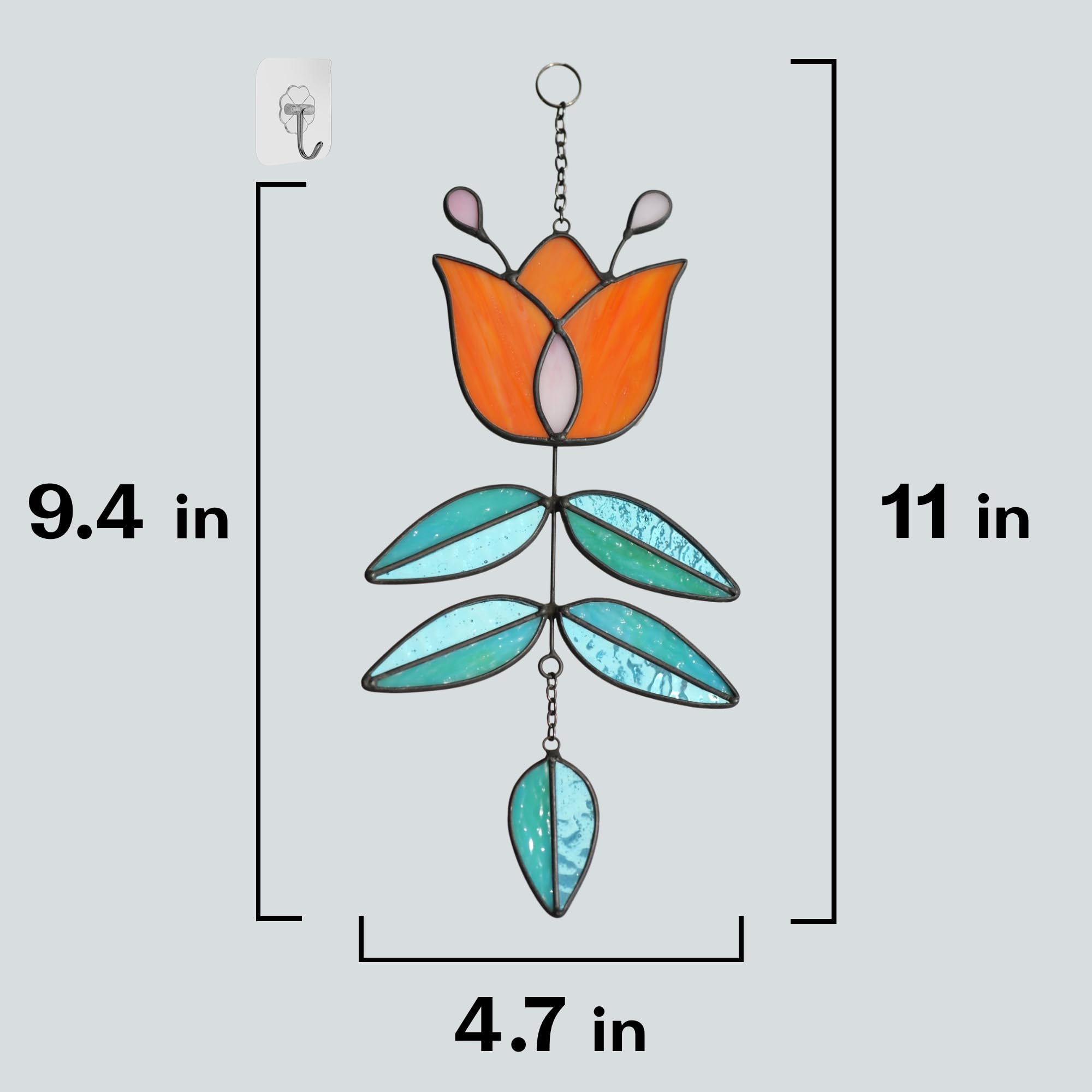 MintyWiz Coral Tulip suncatcher hanging-detail capturing soldered craftsmanship that elevates ambient light