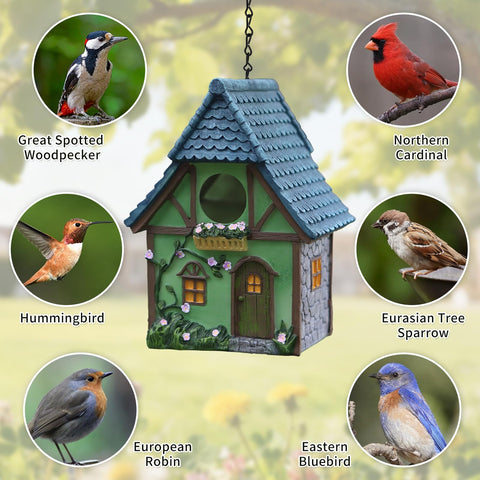 MINWOLF bird house with flower detail enhances garden aesthetics