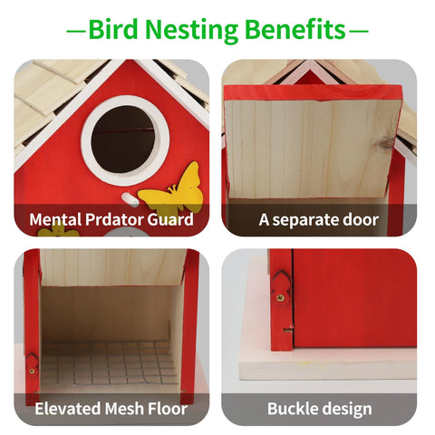 MINWOLF durable wooden bird house keeps nesting box sturdy through seasons.
