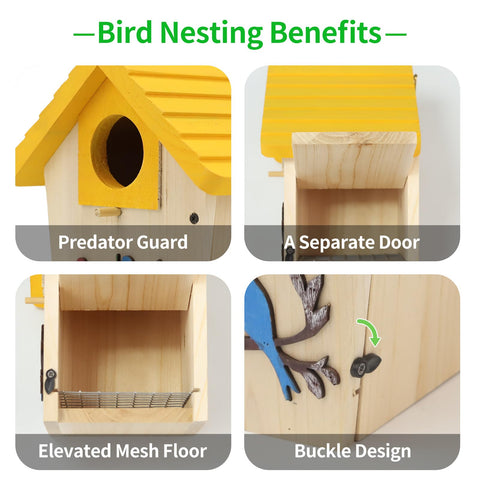MINWOLF outdoor bird house hanging rope pre-attached for simple setup