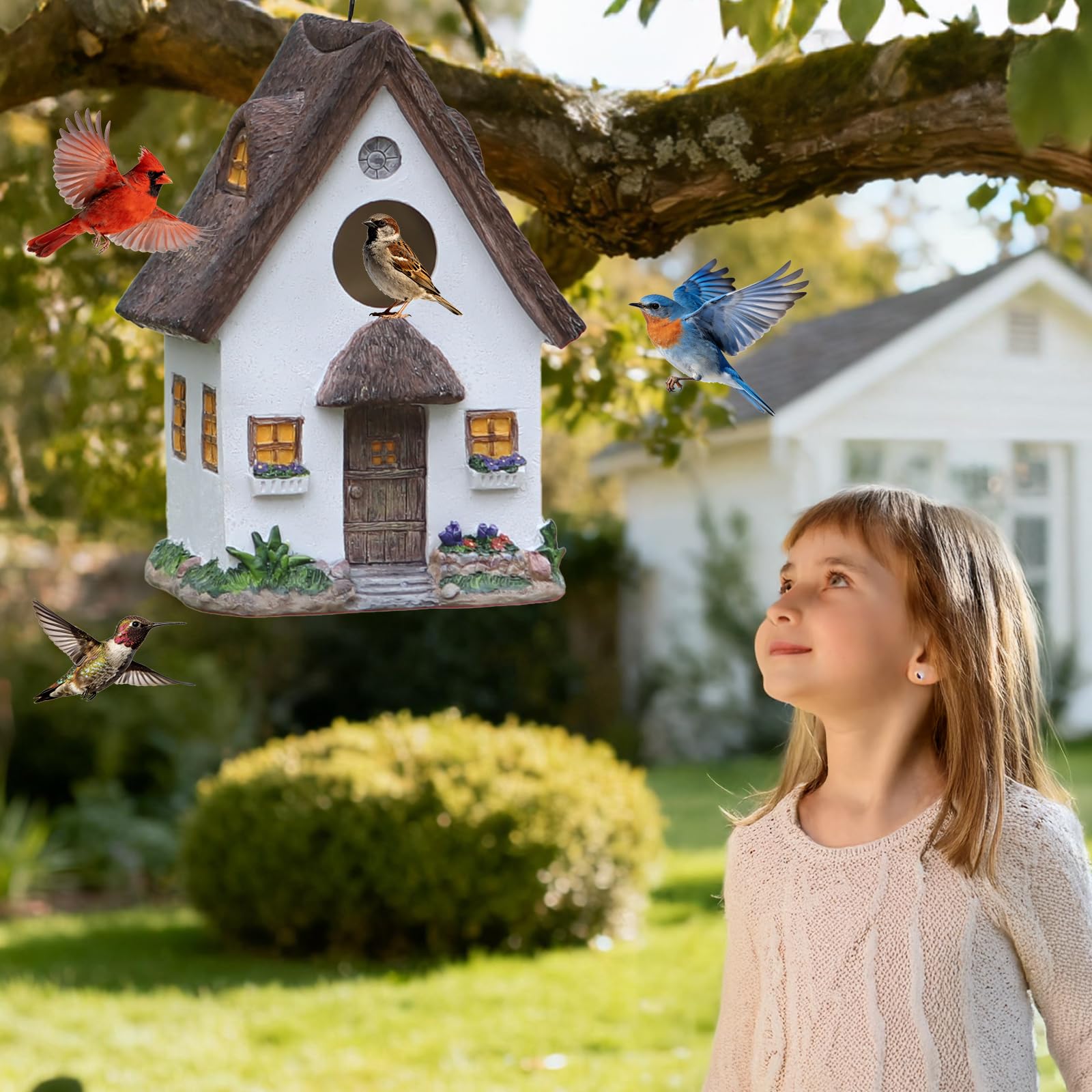 MINWOLF rustic garden bird house serves as a natural focal point in the yard