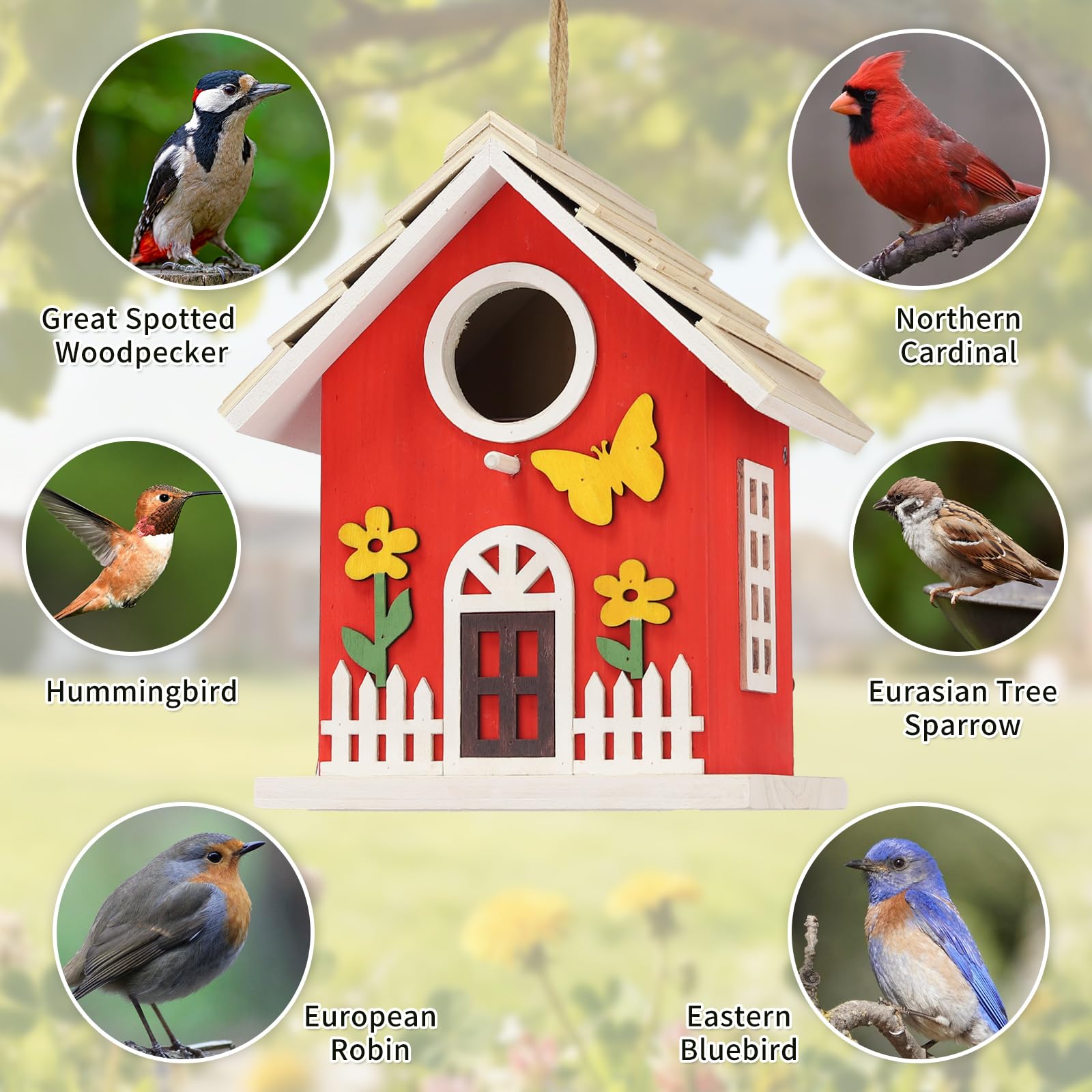 MINWOLF wooden bird house with retro exterior enhances outdoor décor and habitat.