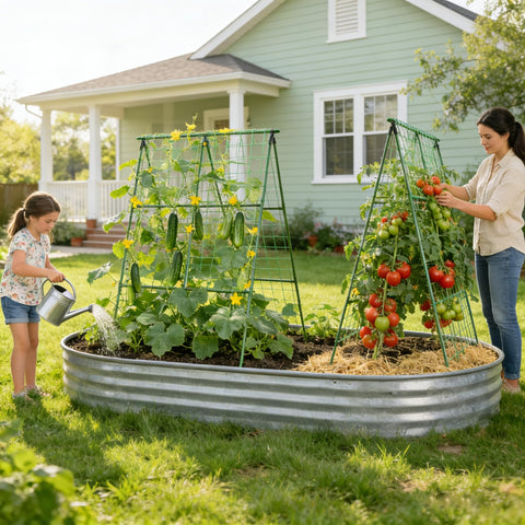 Miory garden trellis steel spiral coating resists rust and sun damage.
