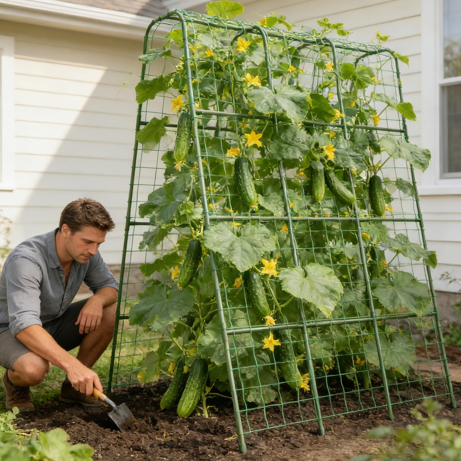 Miory trellis 63-inch height maximizes vertical growth in beds.