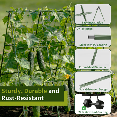 Miory cucumber trellis spike legs anchor into soil for lasting stability.