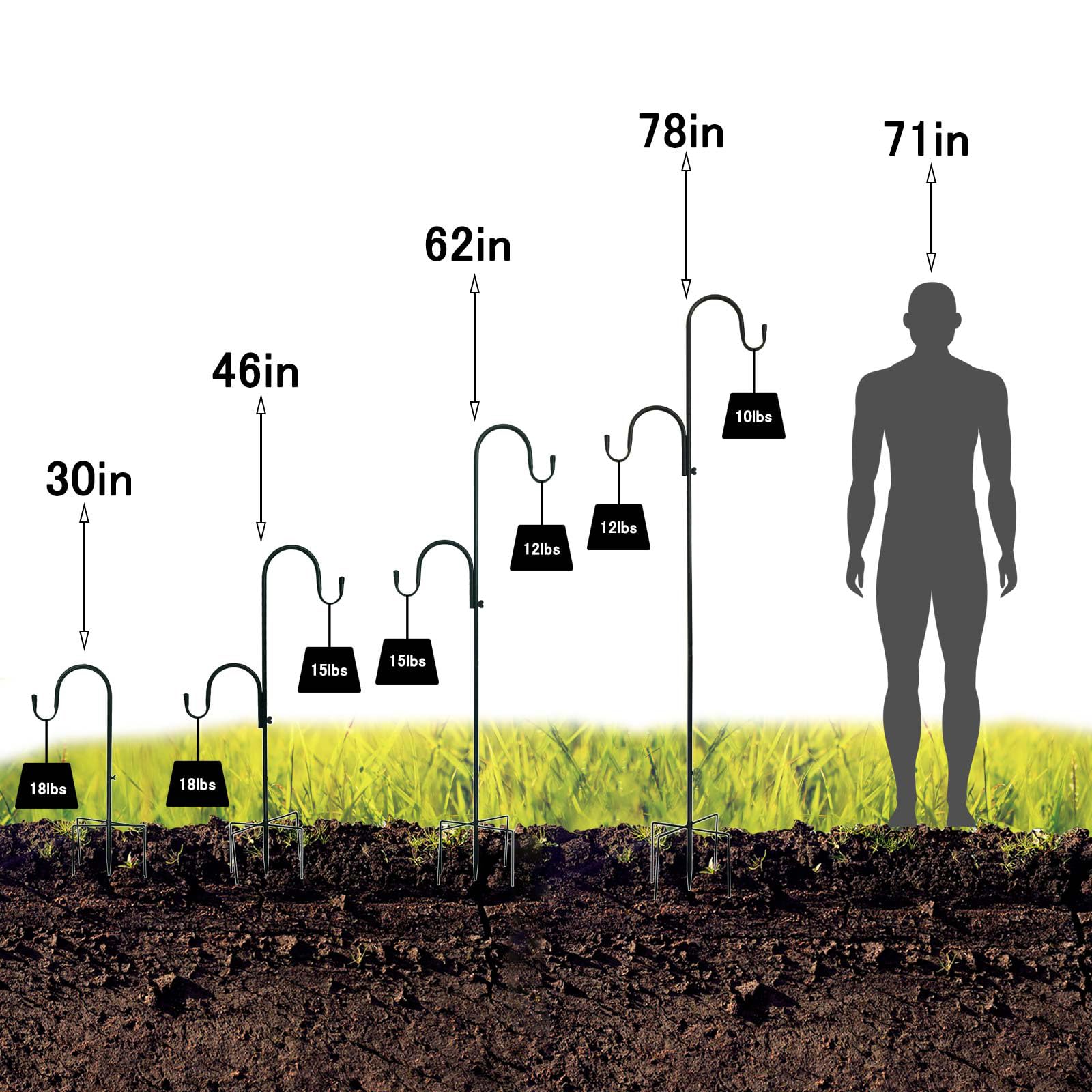 MIPON adjustable-height shepherd hooks show versatile hanging options