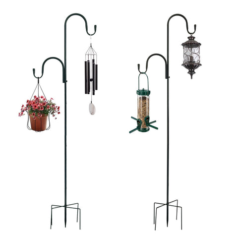 MIPON double shepherd hook 78 inches securely supports bird feeders and lanterns.