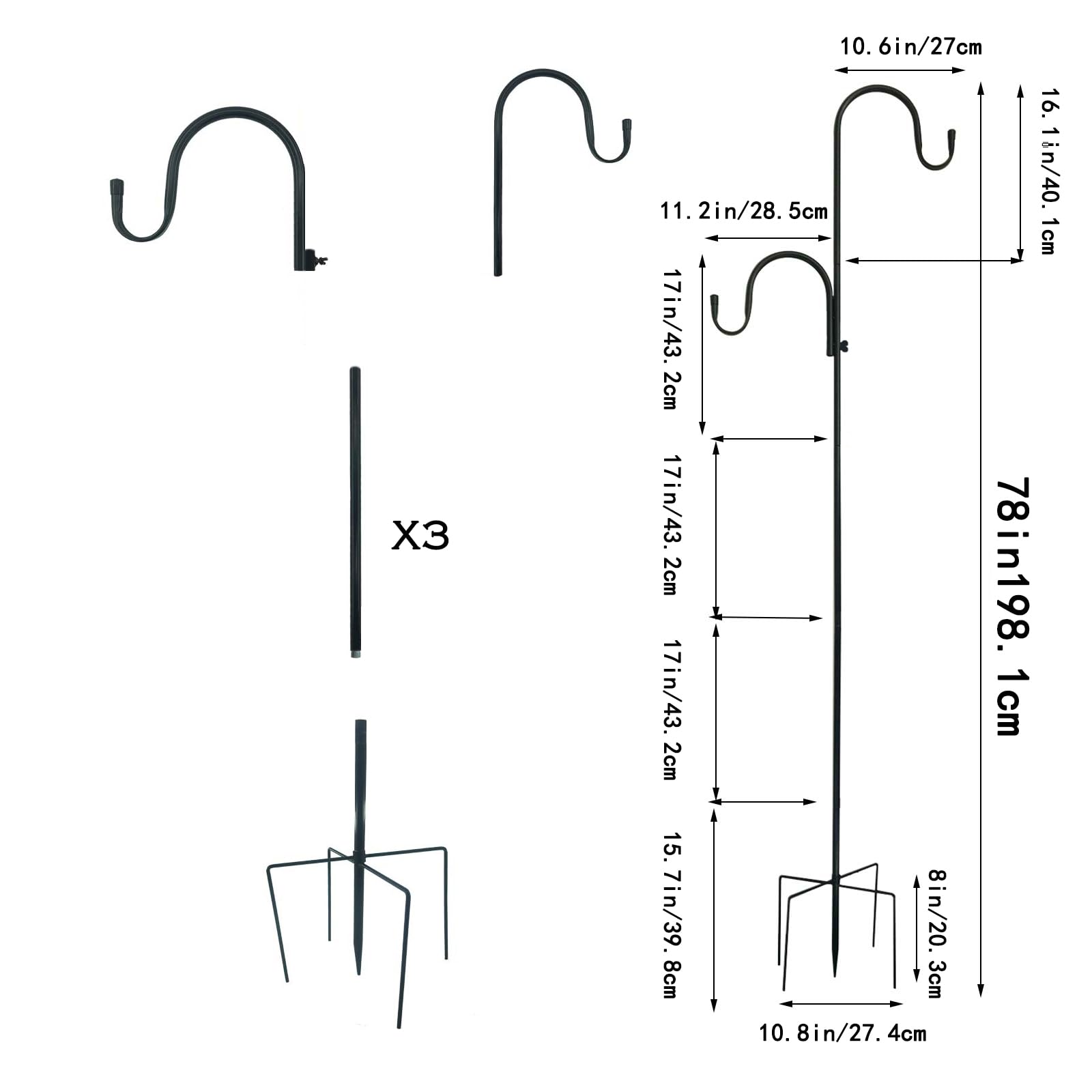 MIPON outdoor hook for bird feeders and garden decor.