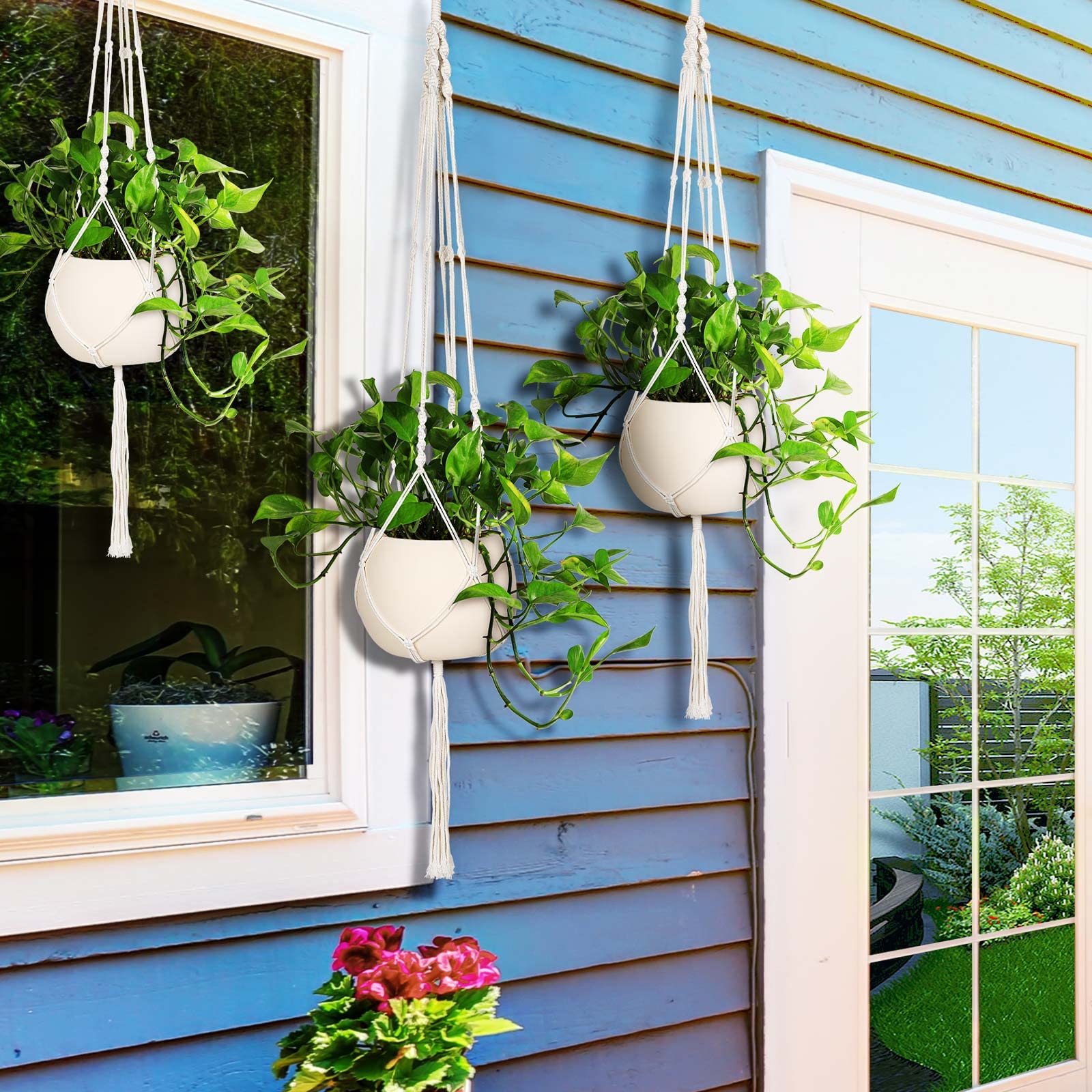 MIPON display idea outdoors on a patio with plants
