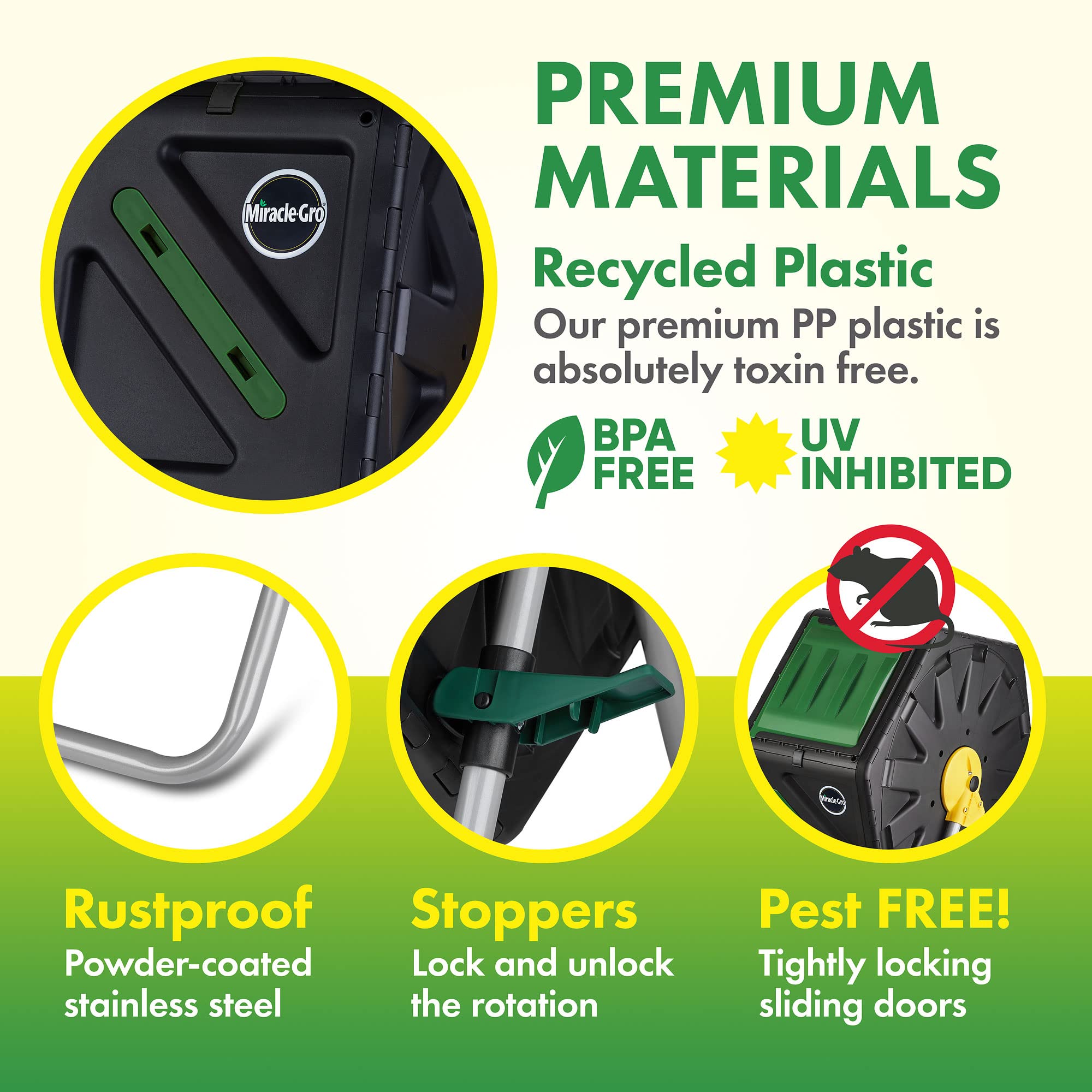 Miracle-Gro all-season durability with pest-proof seals and strong base.