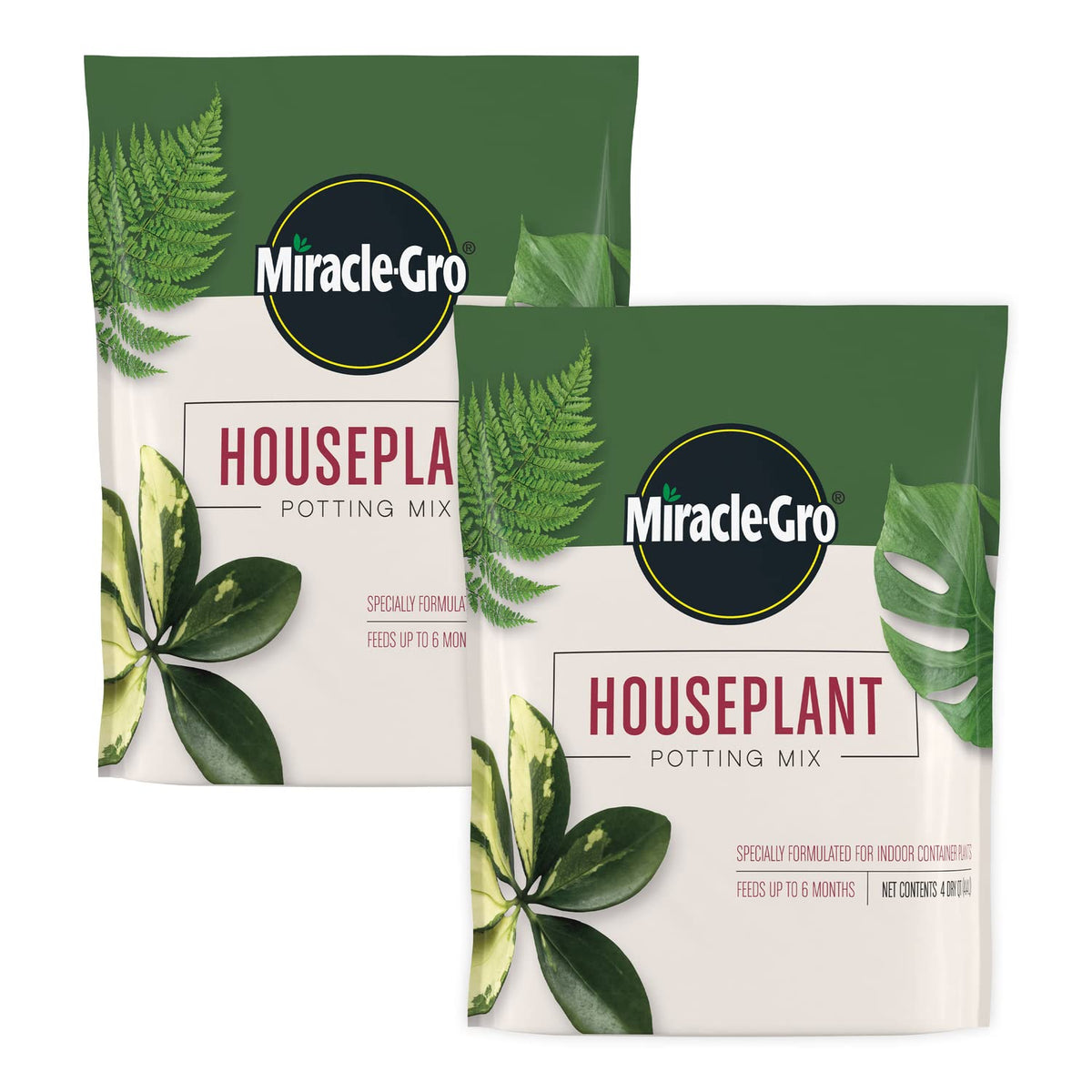 Miracle-Gro Houseplant Potting Mix bag close-up showing rich soil texture for thriving roots