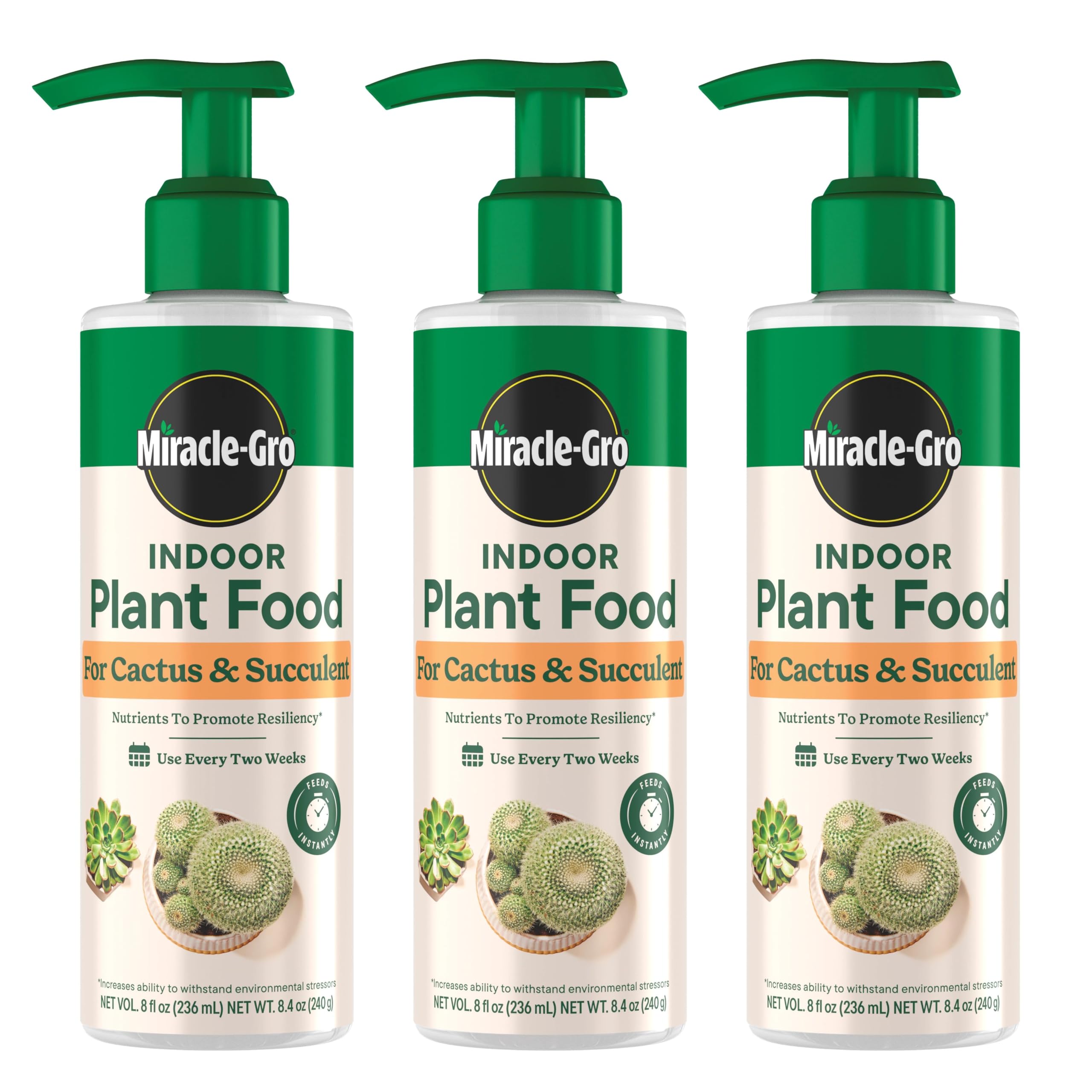 Miracle-Gro Indoor Plant Food bottle pour for cactus and succulent feeding
