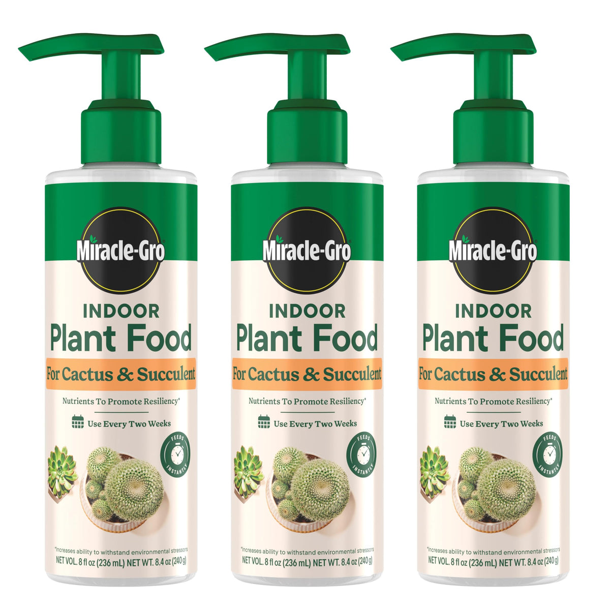 Miracle-Gro Indoor Plant Food bottle pour for cactus and succulent feeding