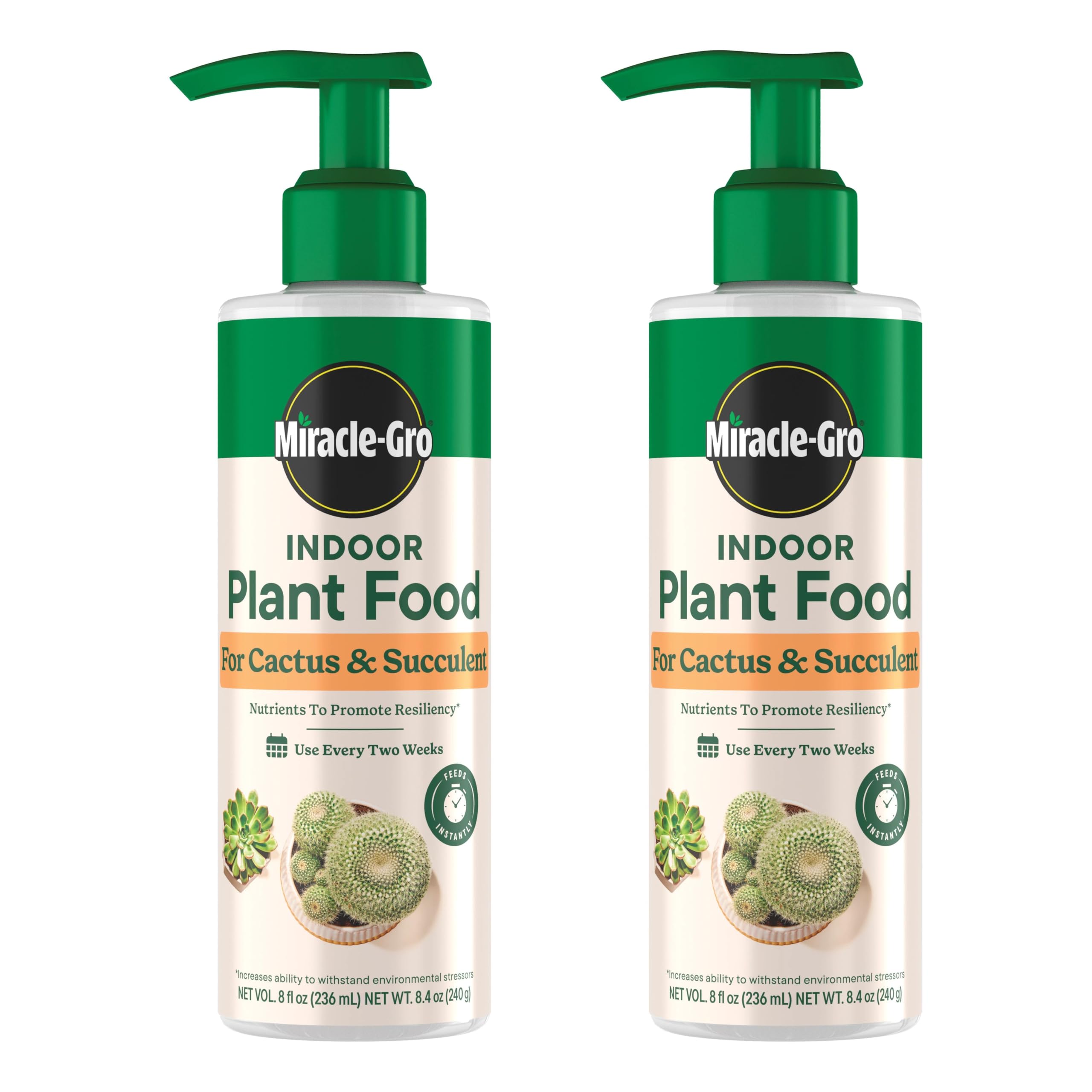 Miracle-Gro Indoor Plant Food bottle for cactus and succulents ready for use.