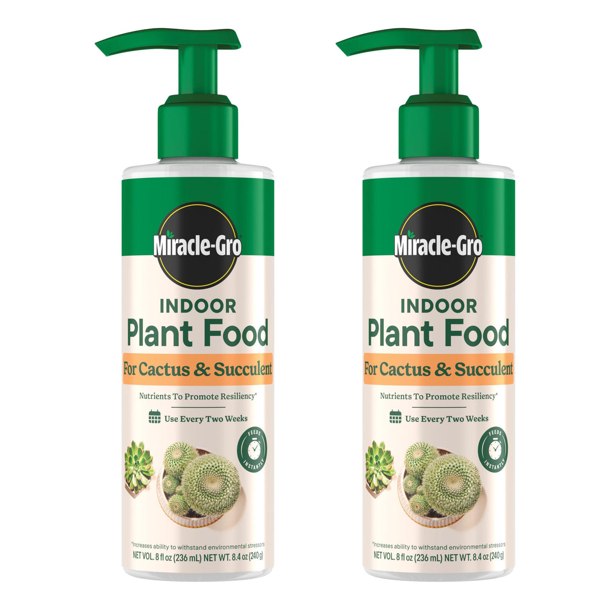 Miracle-Gro Indoor Plant Food bottle for cactus and succulents ready for use.
