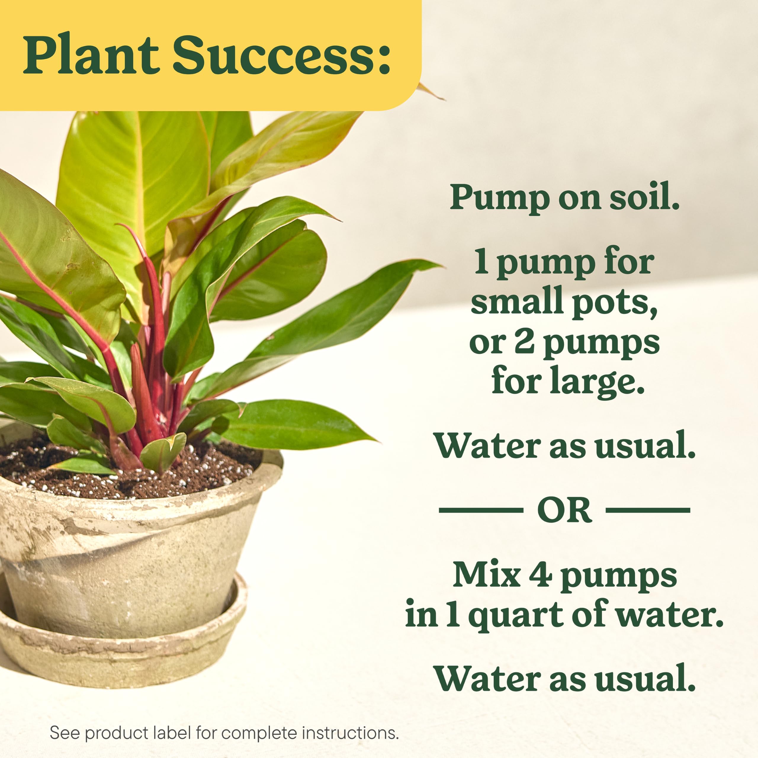 Miracle-Gro Indoor Plant Food promotes healthy leaves in leafy houseplants.