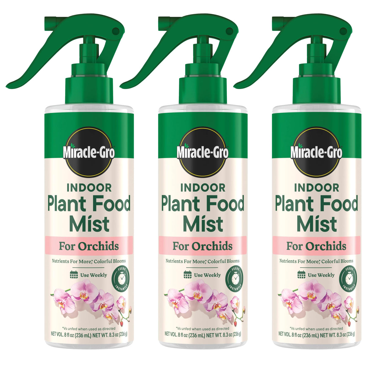 Miracle-Gro orchid mist three-pack bottles for convenient indoor feeding