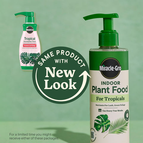 Miracle-Gro Indoor Plant Food Tropicals feeding pump enables precise, quick dosing.