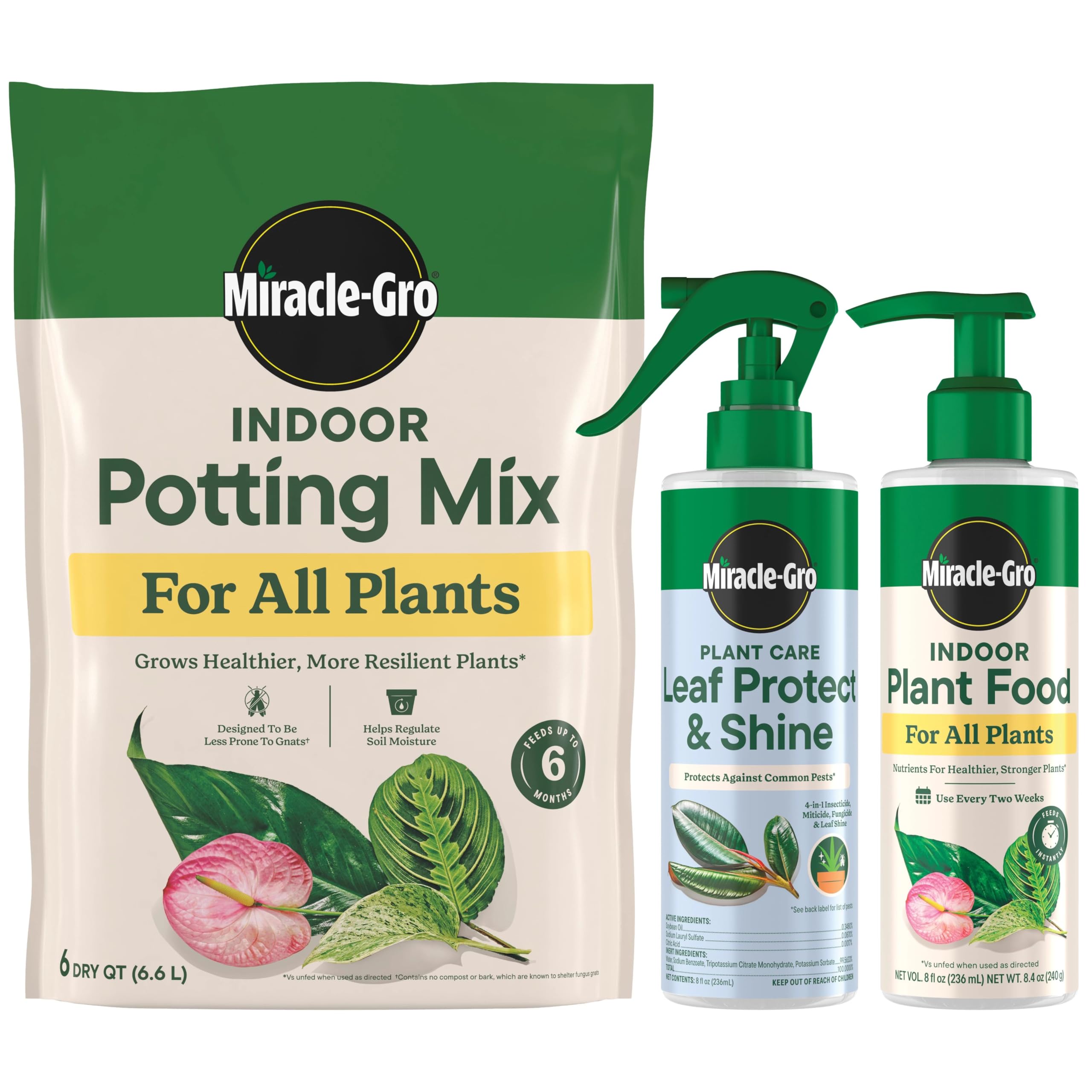 Miracle-Gro Indoor Potting Mix bag promotes healthier root growth for indoor plants