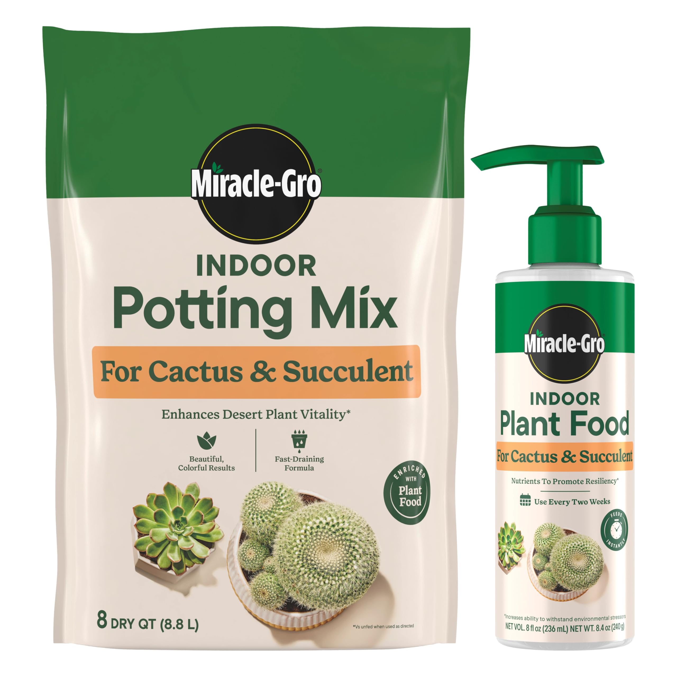 Miracle-Gro Indoor Potting Mix for Cactus & Succulent promotes fast drainage for indoor desert plants