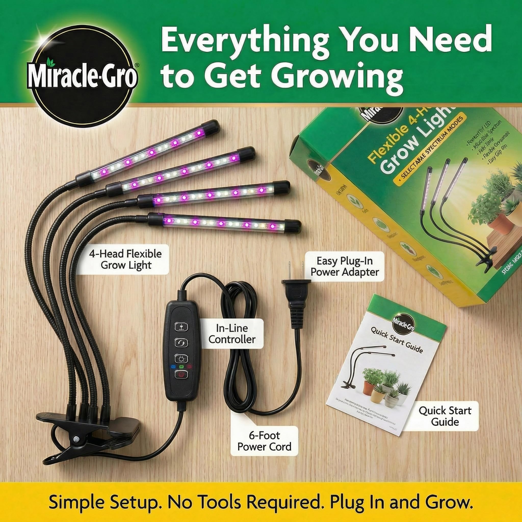 Miracle-Gro spectrum modes White, Red & Blue enable targeted growth.