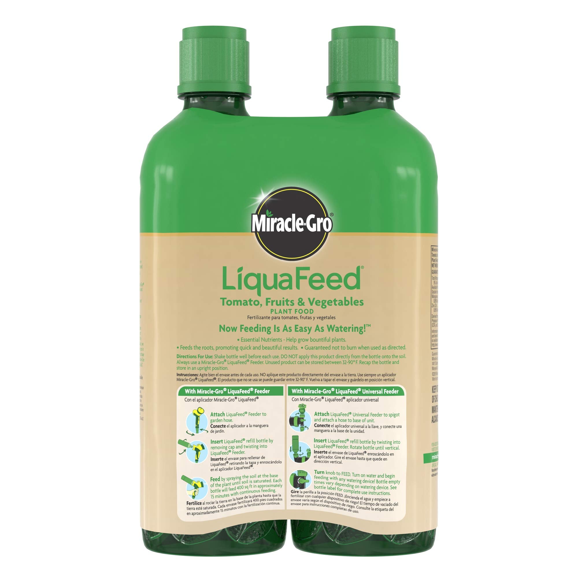 Miracle-Gro LiquaFeed base soil application targets root-zone nutrition.