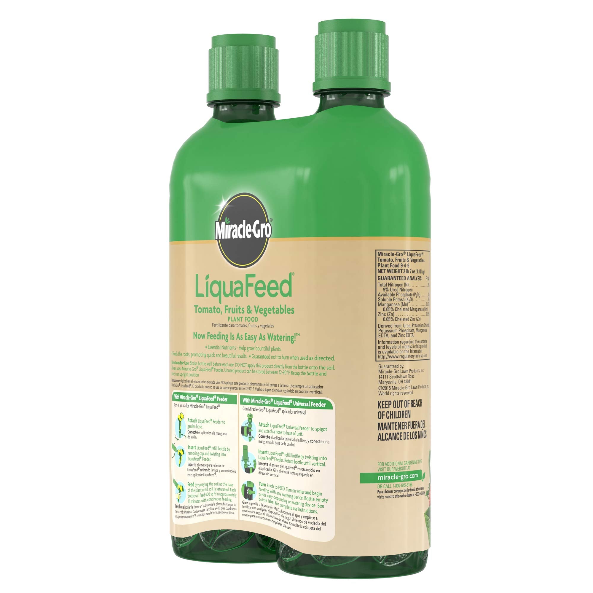 Miracle-Gro LiquaFeed container garden application for in-ground or pots.