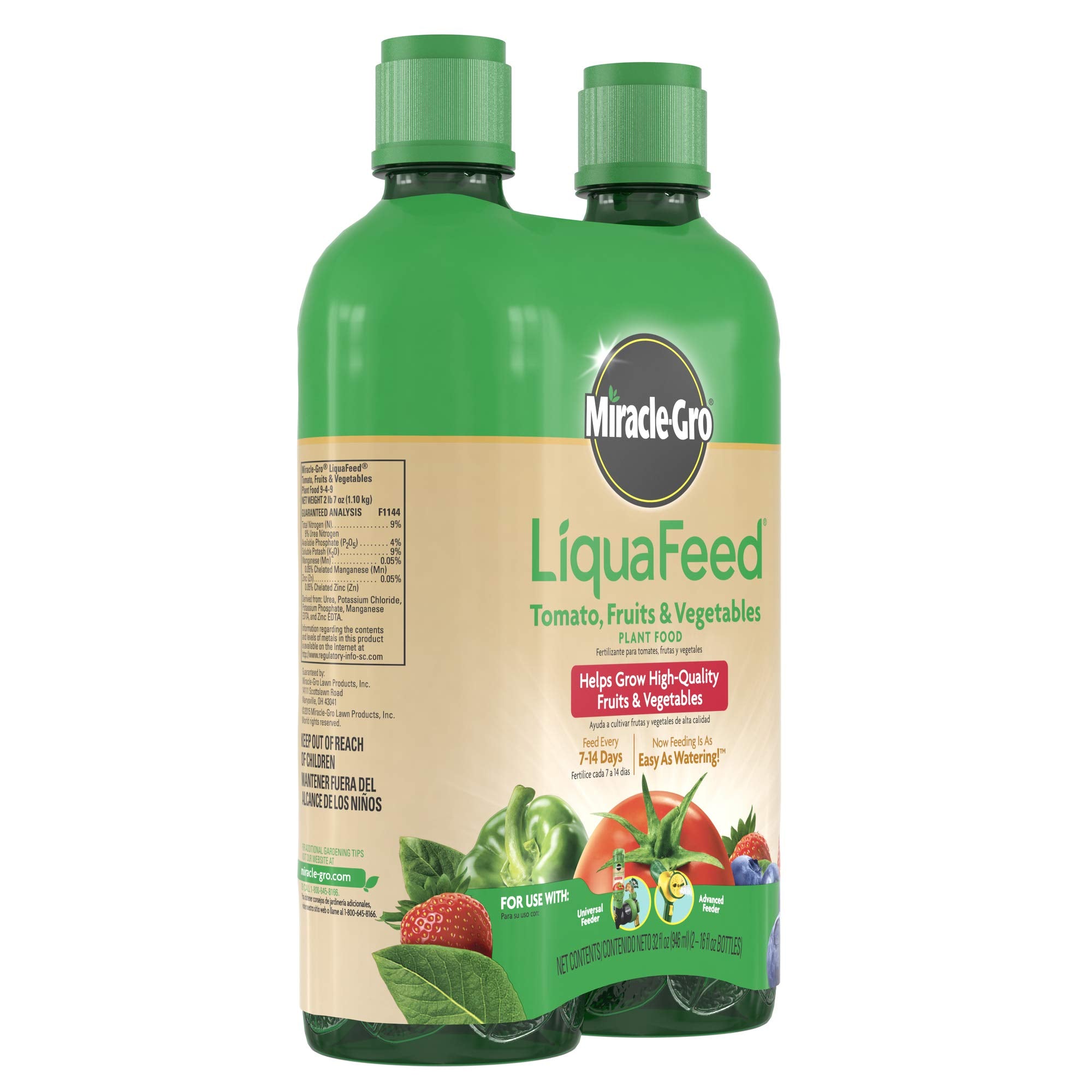 Miracle-Gro LiquaFeed feeder attached to spigot for easy feeding.