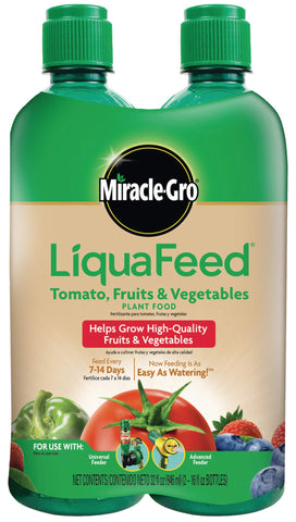 Miracle-Gro LiquaFeed tomato bottle for fruits and vegetables.