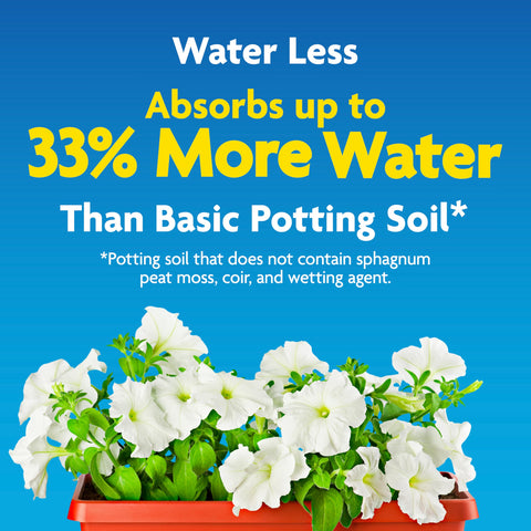 Miracle-Gro Moisture Control 33% more water absorption for pots