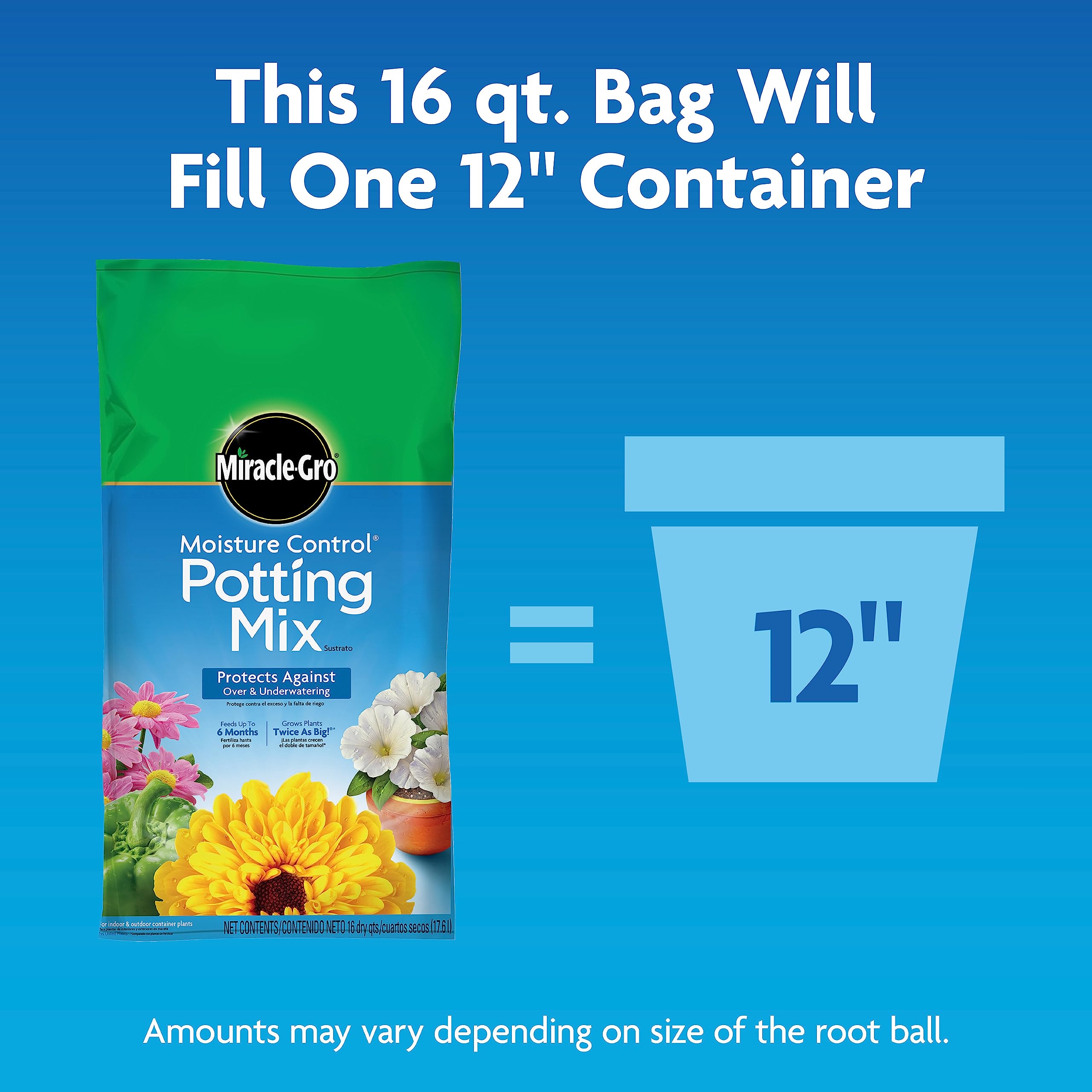Miracle-Gro Moisture Control container garden setup with vibrant plants