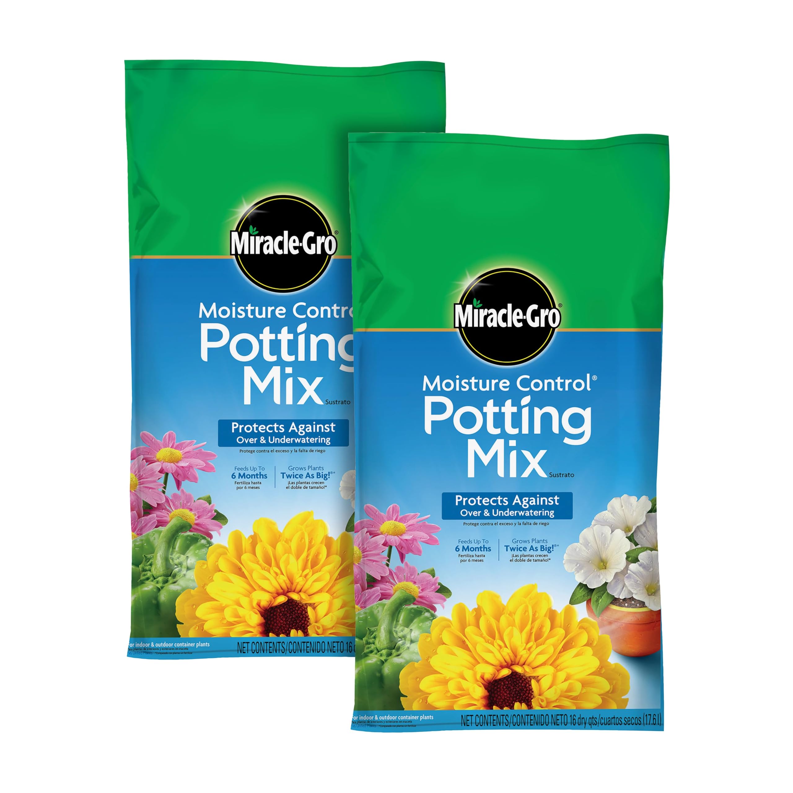 Miracle-Gro Moisture Control potting mix bag 16 qt for balanced container planting