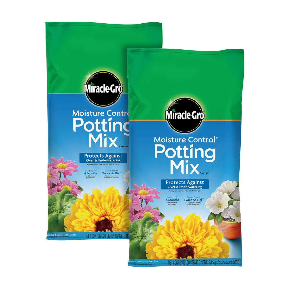 Miracle-Gro Moisture Control potting mix bag 16 qt for balanced container planting