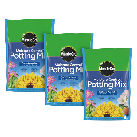 Miracle-Gro Moisture Control 3-pack bundle for easy container gardening with extended feeding.