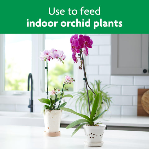 Miracle-Gro Orchid Mist label close-up highlighting balanced 0.02-0.02-0.02 formula