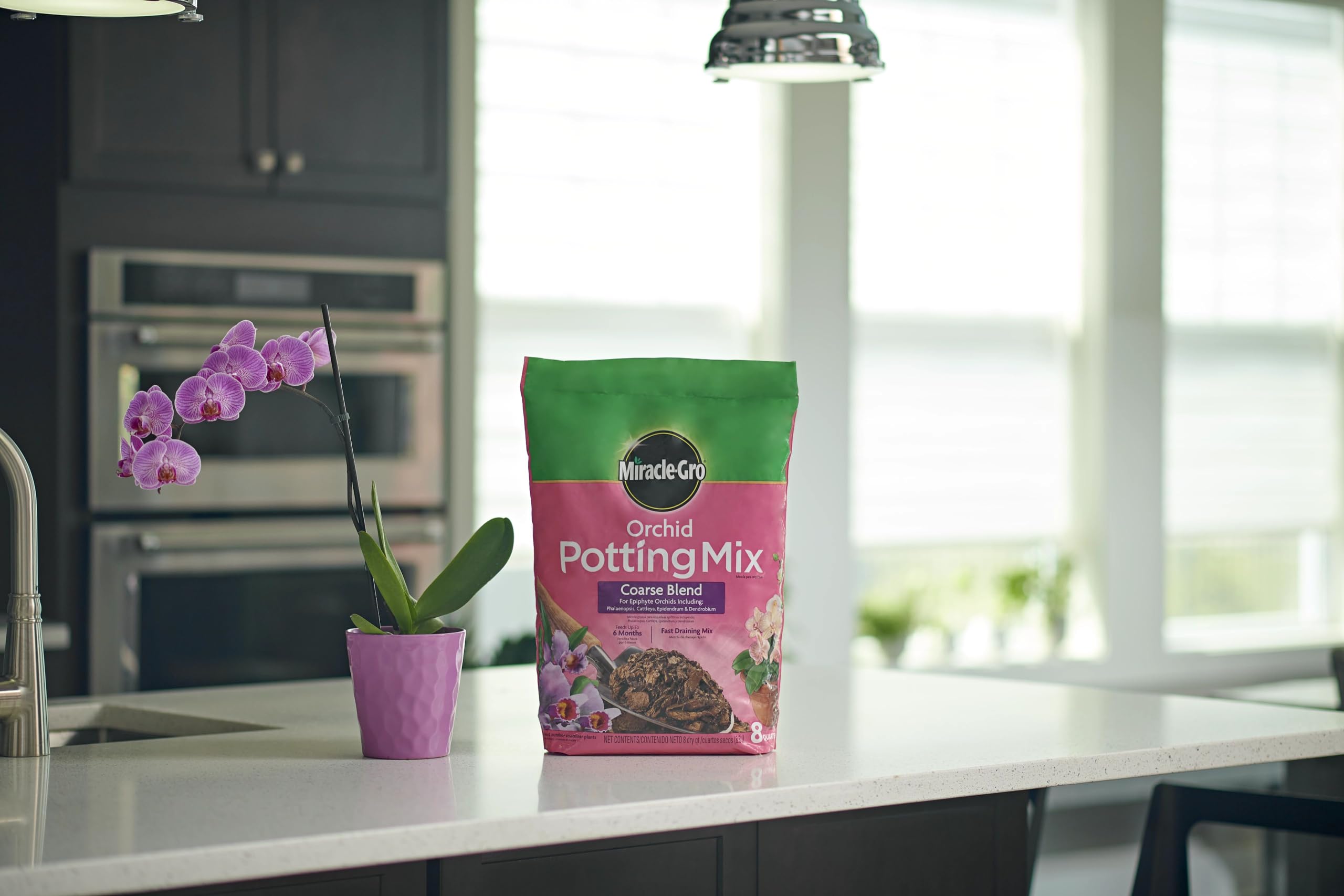 Miracle-Gro orchid potting mix coarse blend loosen root ball before repotting