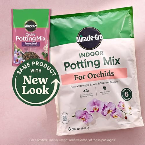 Close-up of Miracle-Gro orchid mix texture showing airy particles for orchid roots.