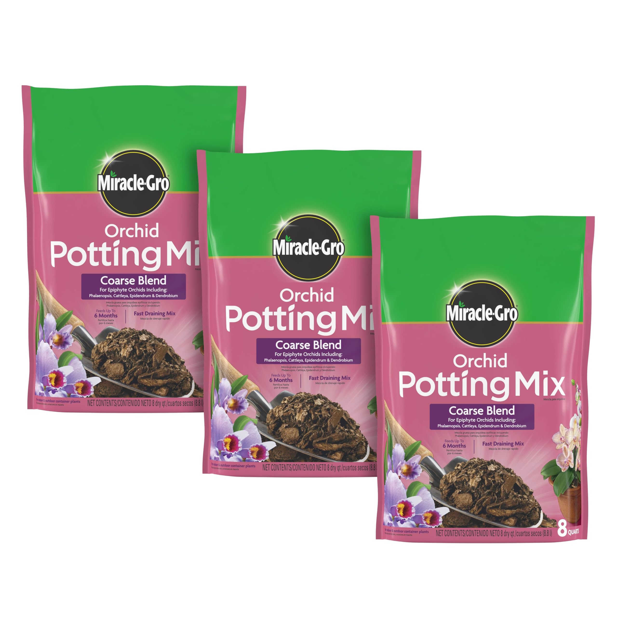 Miracle-Gro orchid potting mix coarse blend bundle with three bags for easy orchid setup