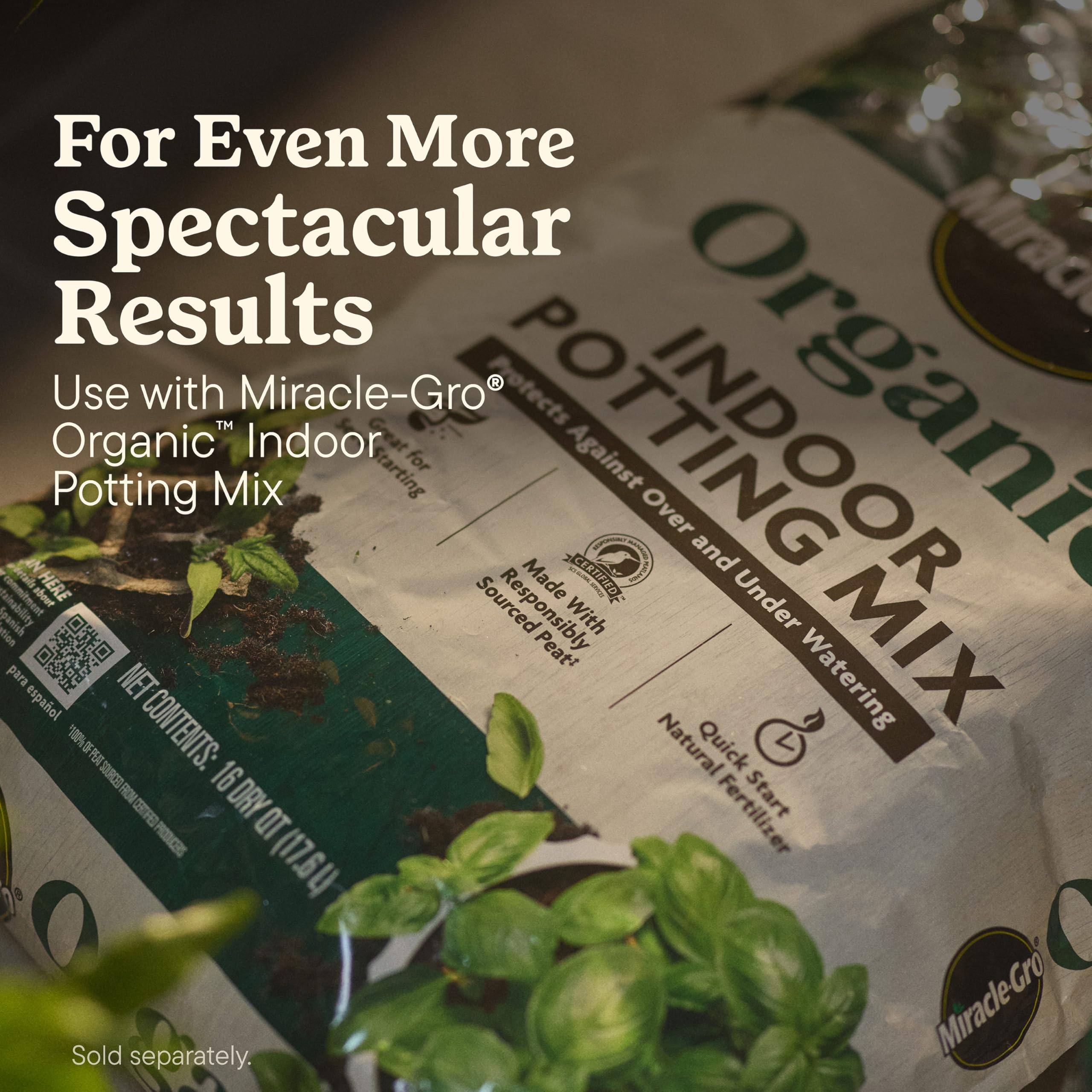 Miracle-Gro Organic Indoor Plant Food supports flowers, vegetables, and herbs indoors