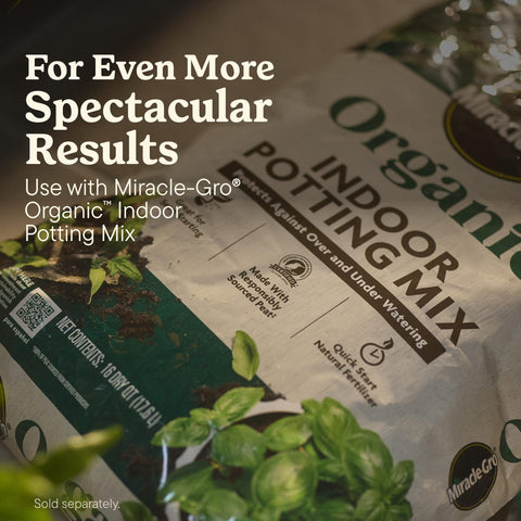 Miracle-Gro Organic Indoor Plant Food supports flowers, vegetables, and herbs indoors