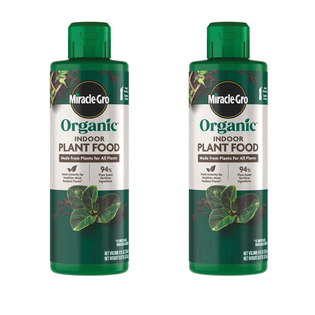 Miracle-Gro Organic Indoor Plant Food bottle pour for quick, even feeding of houseplants