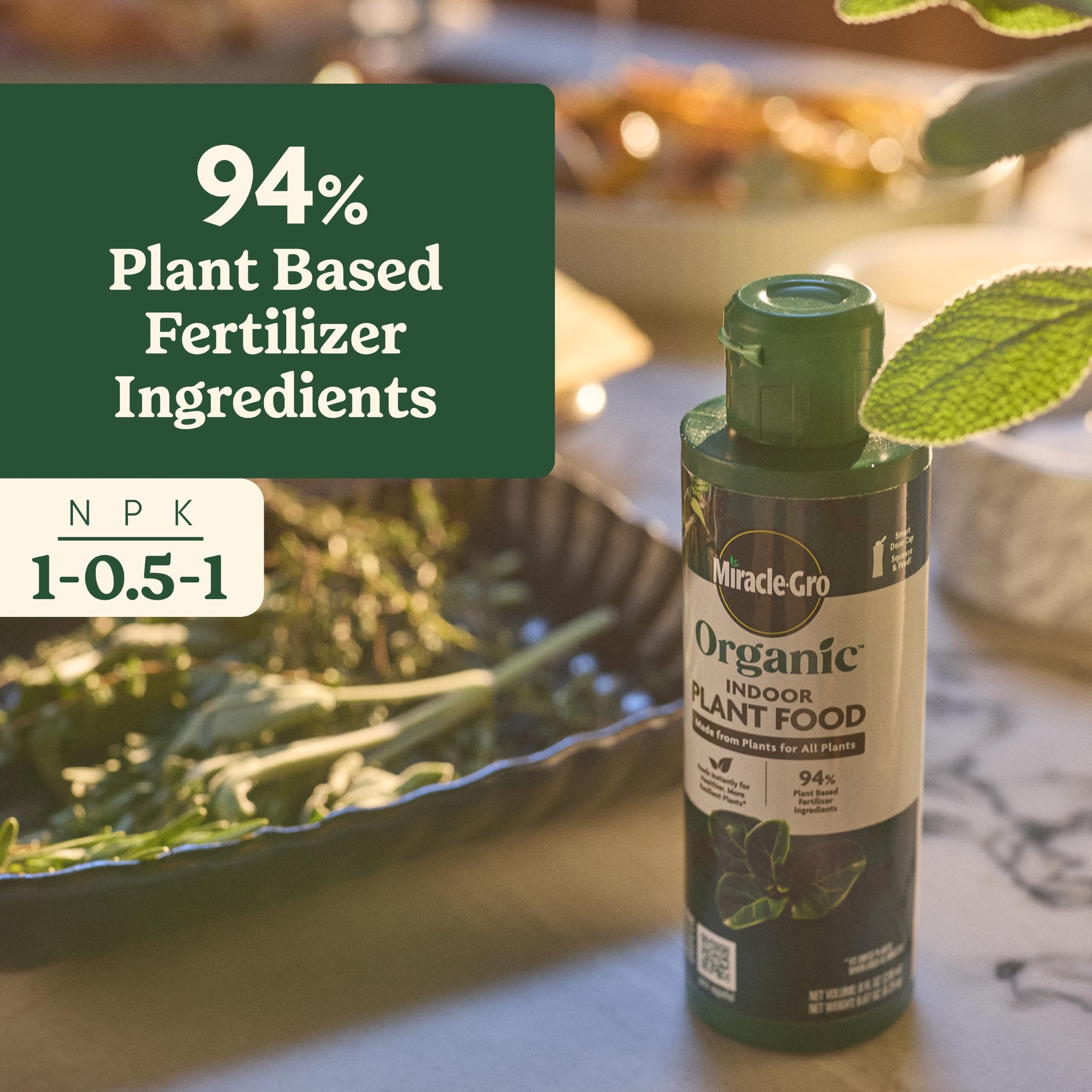 Miracle-Gro Organic Indoor Plant Food diluted with water for easy feeding