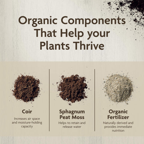 Miracle-Gro Organic Indoor Potting Mix with quick-start fertilizer for immediate nutrition