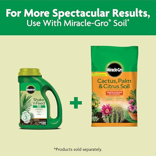 Product being sprinkled near fronds to nourish roots