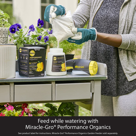 Miracle-Gro Performance Organics nutrition label highlights organic ingredients