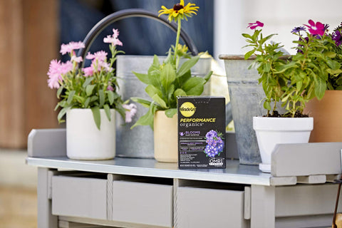 Miracle-Gro Performance Organics Blooms with OMRI-listed label for organic credibility