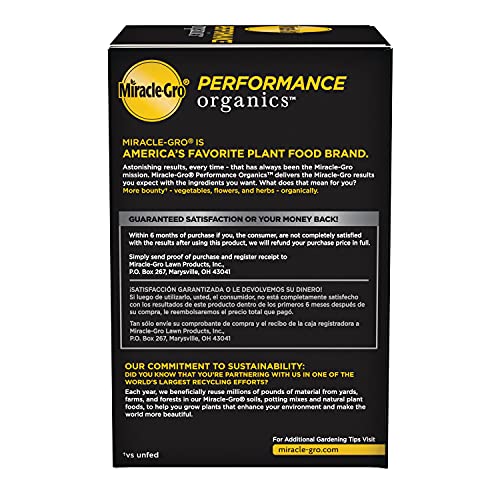 Miracle-Gro Performance Organics covers up to 200 sq ft