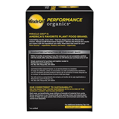 Miracle-Gro Performance Organics covers up to 200 sq ft
