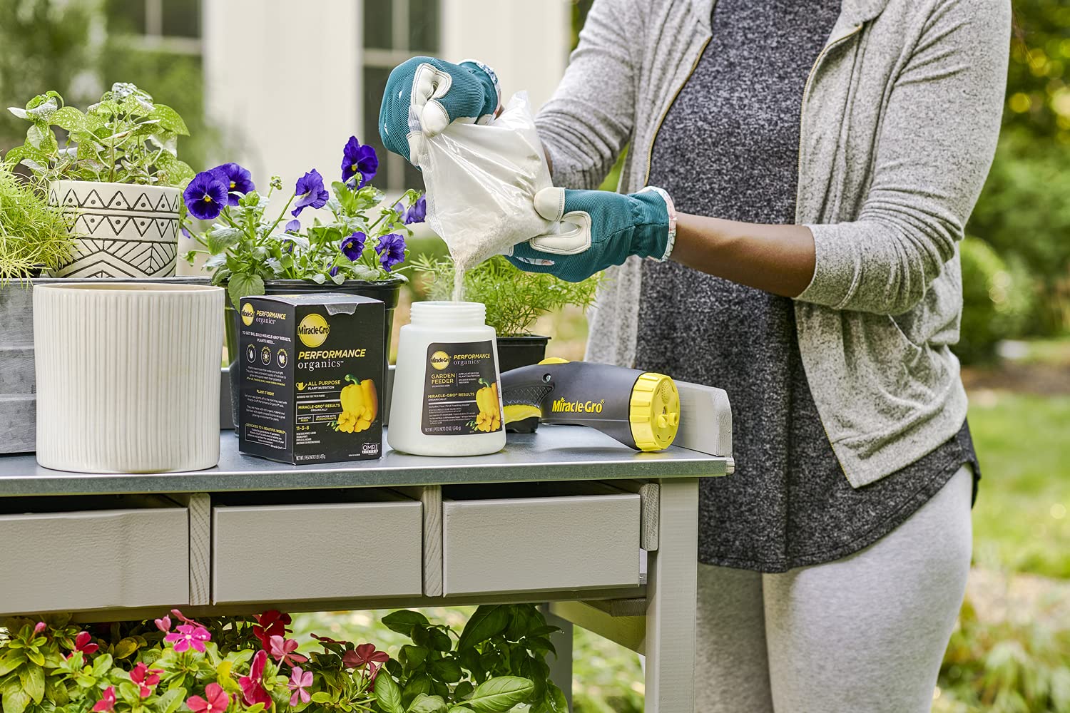 First feeding included with Miracle-Gro Performance Organics Garden Feeder.