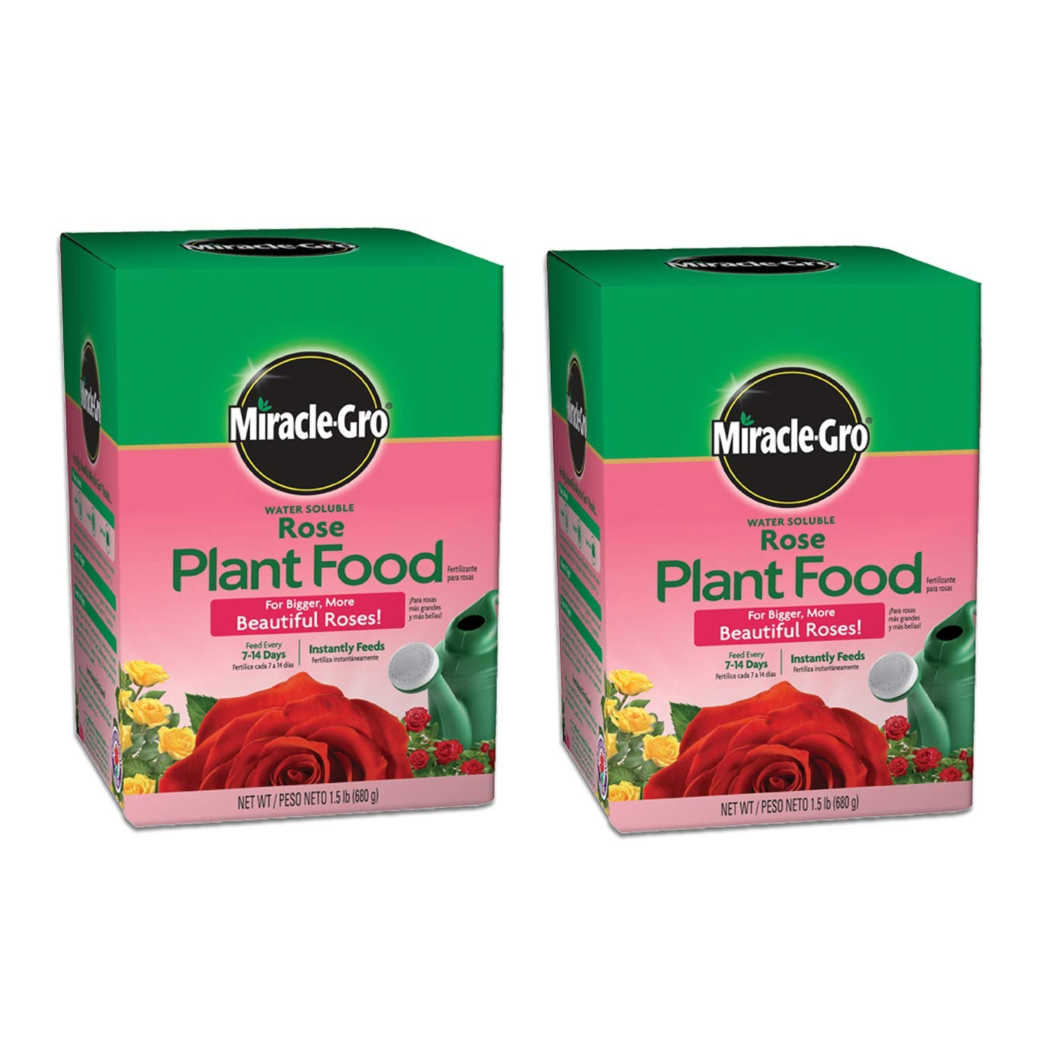 Miracle-Gro Rose Food container ready to feed roses quickly for vibrant blooms.